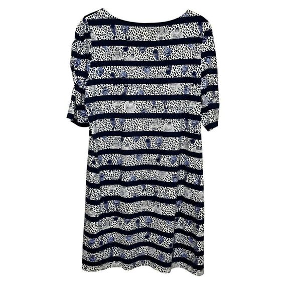 Lilly Pulitzer Dress Lajolla Medium Blue White Shell Stripe Pima Cotton Summer - Picture 6 of 9
